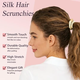 JIRIS Silk Satin Hair Scrunchies for Women, 8 Pack 8-Color, No Crease, Frizz Control & Hair Breakage Reduction, Soft Hair Ties for All Hair Types, Elastic Hair Accessories for Daily Wear & Gift