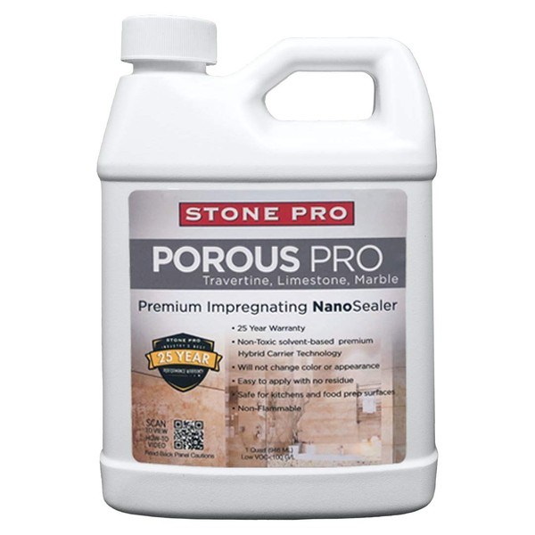 StonePro – Porous Pro Sealer (1 Quart – 32 Fl Oz) (For Sealing Travertine, Limestone, Marble & Porous Stone)
