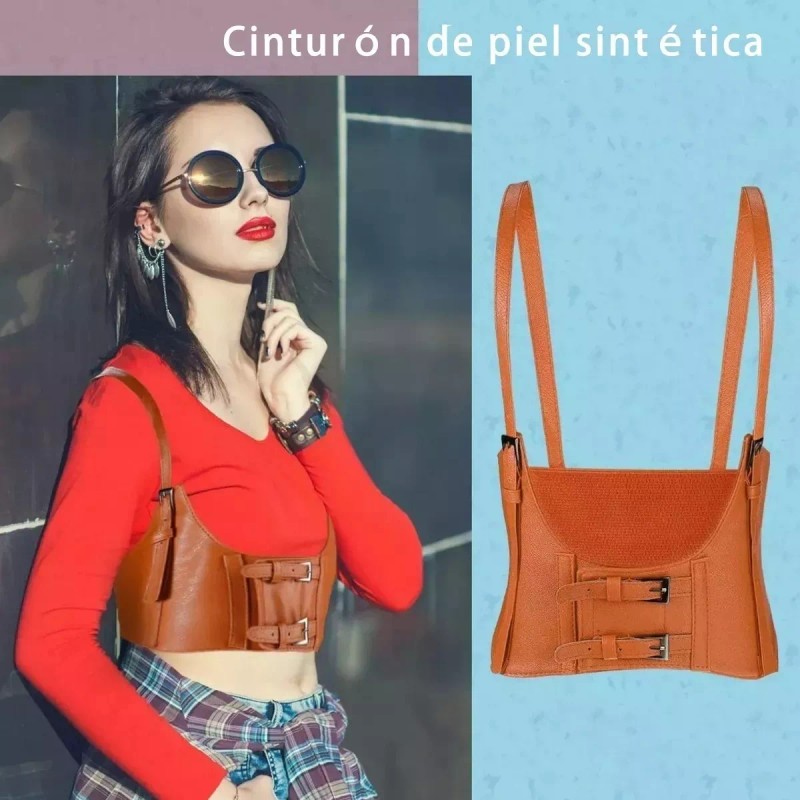 Corset Colombiana Gótico Cinturilla Faja Corsette Cuero Pu