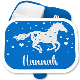 Lunch Box Children's Campus for Mepal - Horse Girl Horse Motif Riding Horses - 750 ml - Blue - School 1st Class Gifts Girls Horse Gifts Horse Fans Lunch Box and Horse Gift