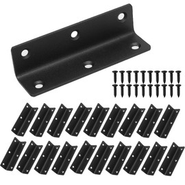 Redunest L Bracket, Heavy Duty Corner Brace, 20 Pack 4" Metal Shelf Bracket Angle Bracket for Shelves, Black L Brackets for Wood,100mm Overall Length