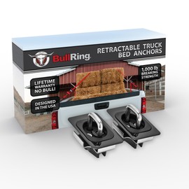 Bull Ring Gunmetal Finish Flush Fit Retractable Truck Bed Tie Downs 2009-2018 Dodge RAM, 2019-2021 Dodge RAM Rear Pockets Only, Rail Cap Trim Required to Install (1 Pair)