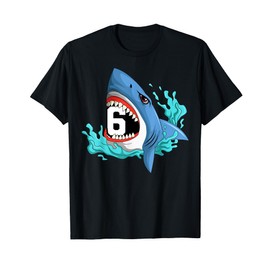 6 Shark Birthday Animal Themed Bday Party Celebration T-Shirt