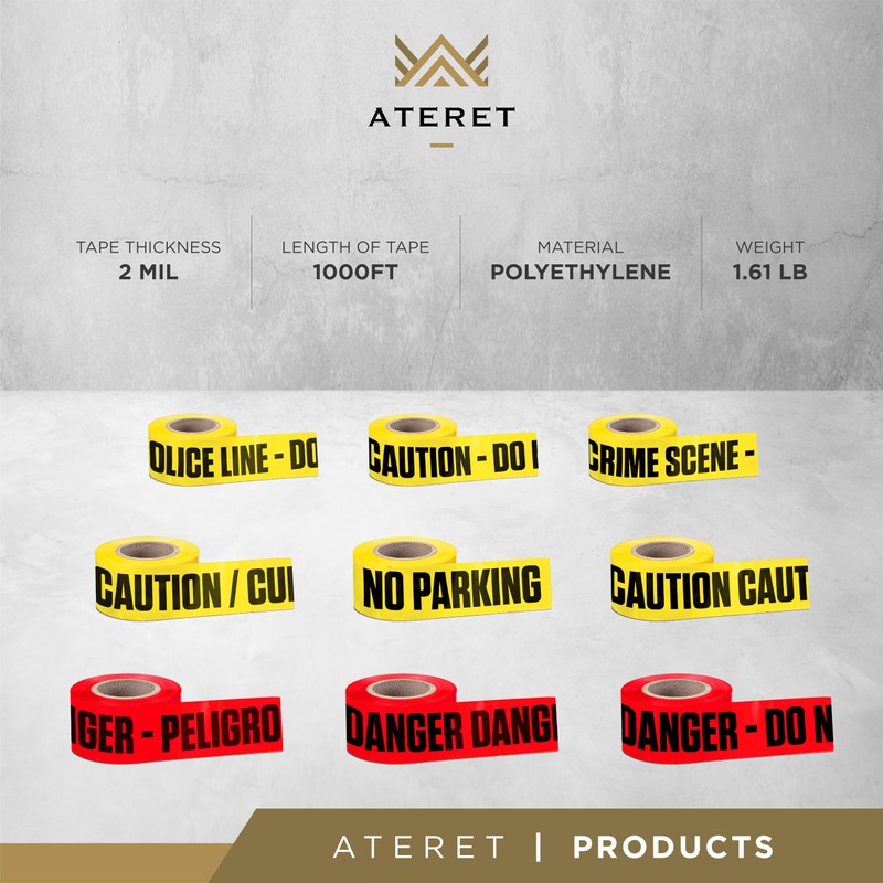 ATERET Premium Yellow Caution Tape I 3 inch x 1000