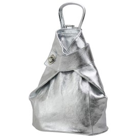 SH Leder Pamela G2517 Lightweight Genuine Leather Women's Backpack City Backpack in Grained Cowhide Leather 29 x 34 cm Silver Size: Medium