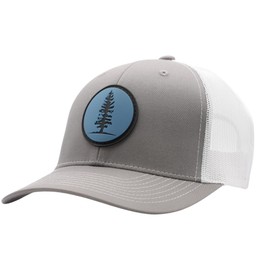 LINDO Trucker Hat - Pine Tree (Silver White w/Blue Patch)