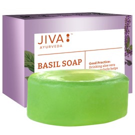 Jiva Basil Soap - 100 g - Pack of 3 - For All Skin Types, Anti-Bacterial Property, Bathing Soap For Acne-free Skin
