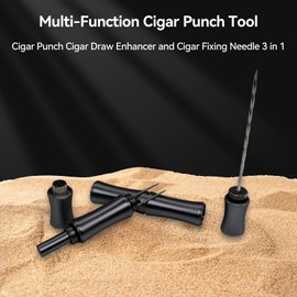 Cigar Punch Cigar Draw Enhancer Tool Cigar Draw Enhancer Cigar Fixing Needle and Cigar Punch 3 in 1 The Cigar Punch for all Cigars is a Practical and Essential Cigar Accessories for Cigar Lovers