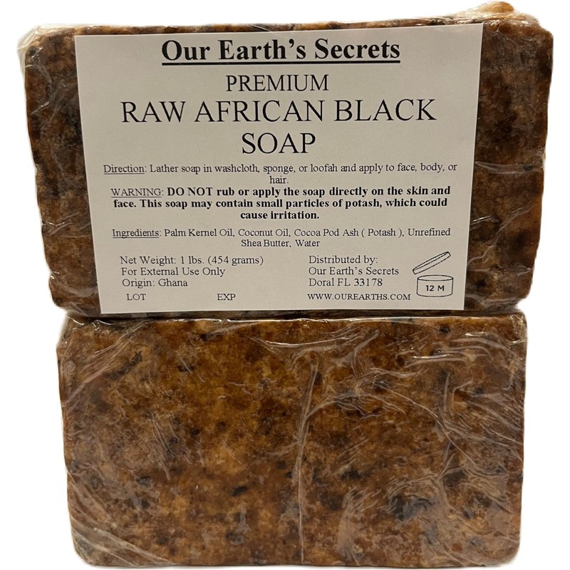 Our Earth's Secrets Raw African Black Soap, 1 lb.