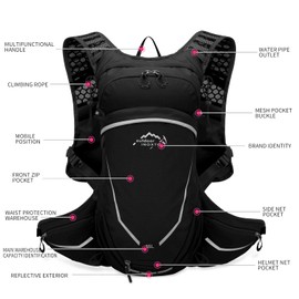 IX INOXTO 16L Hydration Backpack with Free 2-Liter Water Bladder The Lightweight Hydration Pack for Cycling (Black)