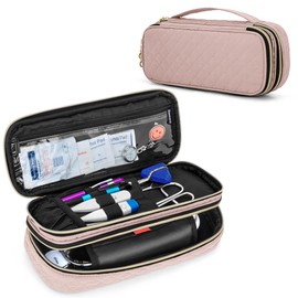 Damero Damero Double Layer Stethoscope Case Compatible with 3M Littmann/ADC/Omron Stethoscope, Stethoscope Carrying Case Travel Bag for Nurse Accessories, Misty Rose