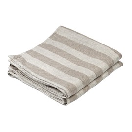 BLESS LINEN Jacquard Striped Pure Linen Hand Kitchen Towel, 16 x 30 Inches, Set of 2, Grey/White