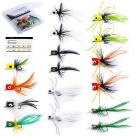 Goture Fly Fishing Poppers Lures, Topwater Popper Flies Bugs Lure, Fly Fish Poppers Fishing Lures Kit, Dry Flies for Panfish Bluegill Crappie Sunfish Bass Trout Salmon