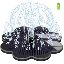 SZMP Solar Fountain 2000mAh Bird Bath Fountains Work On Cloudy Day, 2024 Upgraded Glass Panel Solar Fountain Pump with 7 Nozzle & 4 Fixer, Solar Powered Water Fountain for Pool, Garden, Pond, Outdoor