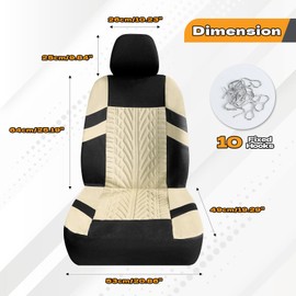Hbxdeco 2PCS Car Front Seat Cover with 2 Headrest Covers, Breathable Waterproof Seat Covers for Front Seats, Universal Seats Cover Protector Car Accessories for Most Vehicles (Beige)
