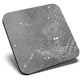 Great Single Coaster Square BW - Computer Motherboard Gaming |Glossy Quality Coasters | Tabletop Protection for Any Table Type #42595