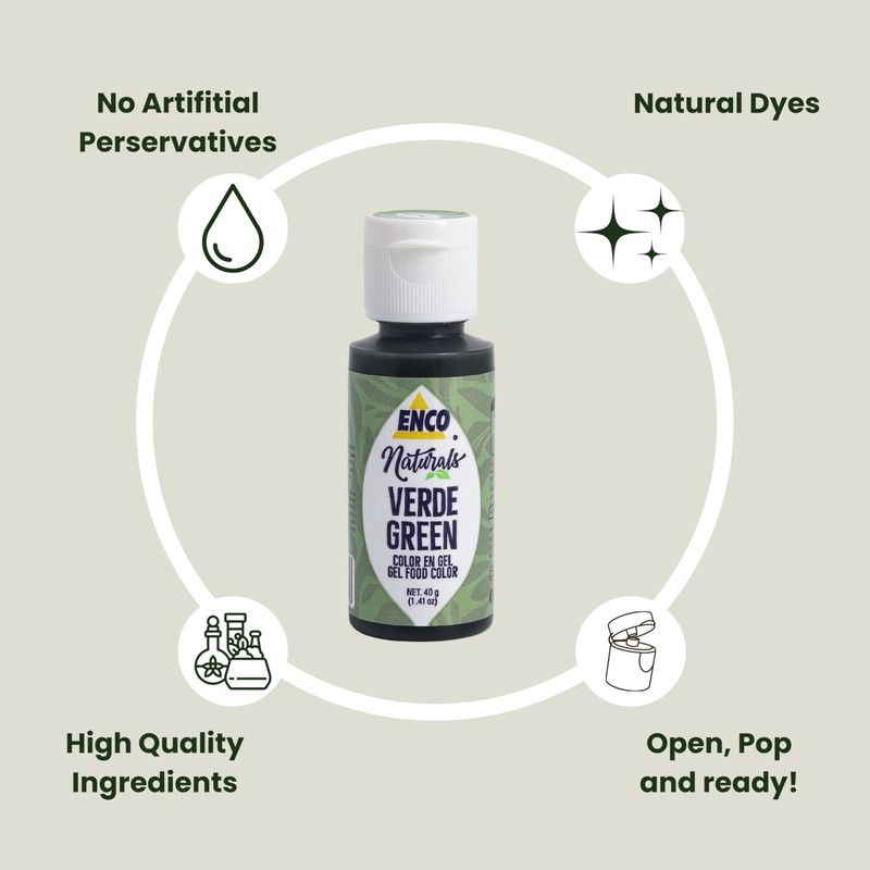 ENCO Naturals Food Coloring Gel Green 1.41 oz (40g) Concentrated
