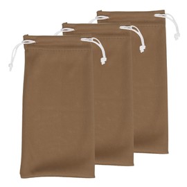 HARFINGTON 3pcs Eyeglass Pouch Microfiber Sunglasses Storage Bag Portable Drawstring Pouch for Phone Glasses Jewellery, Brown