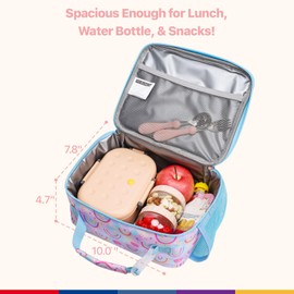 Bagseri Lunch Bag for Girls - Kids Lunch Bag Insulated Leak-Proof and Reusable Lunch Box for Girls Toddler Lunch Bag for Daycare and School, Pink Rainbow (Water Bottle Not Included)