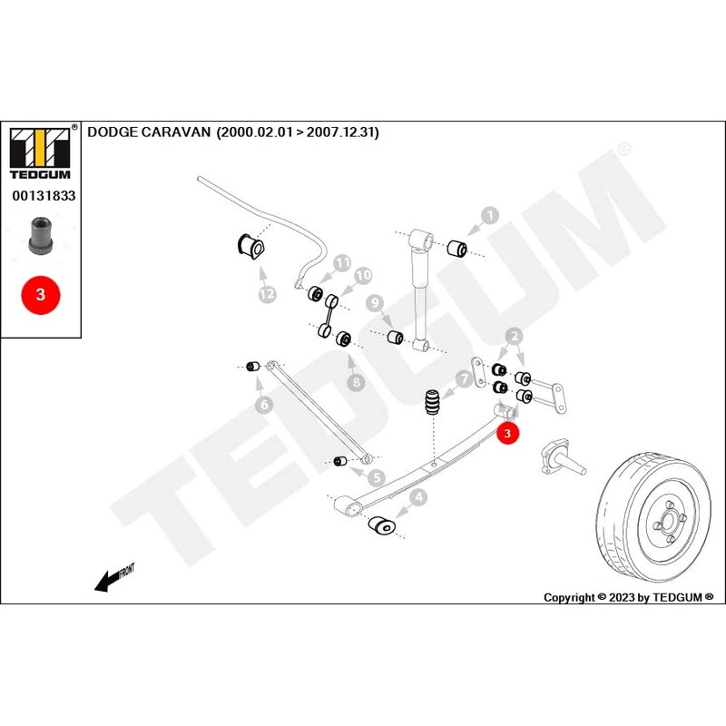 TEDGUM 00131833 REAR LEAF SPRING BUSHING REAR TO LEAF SPRING