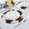 JUZIHAI Brown White Cow Print Placemats 15 Inch Round Polyester
