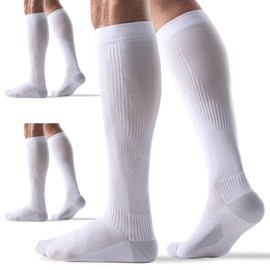 3 Pairs Sports Compression Socks 15-20 mmHg for Women Men - Comfort Cuff, Cushioned Support Sock for Running Athletic