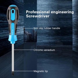 Magnetic long Screwdriver Set 10 PCS,5 Phillips and 5 Flat Head Precision Screwdriver,Professional Cushion Grip and Non-Slip for Repair Home Improvement Craft