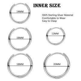 Mini Creole Earrings Silver Women's Small 925 Real Silver Hoops Earrings, men, 8-20 mm, Silver, Silver