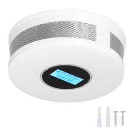 CO Smoke Combination Detector Photoelectric Sensor Sound Light Alarm LCD Display Safety Alert