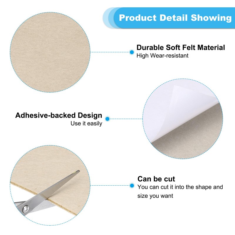 PATIKIL 4x4 Inch Square Beige Felt Furniture Pad, 5 Pack,