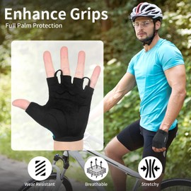Eco-daily Cycling Gloves for Men Women Padded Mountain Bike Gloves Lightweight Half Finger Gloves Anti-Slip Shock-Absorbing for MTB Road Biking Fitness