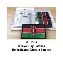 2 PCS AliPlus Kenya Flag Patches Embroidered Tactical Military Morale Patch Applique Fastener Hook and Loop