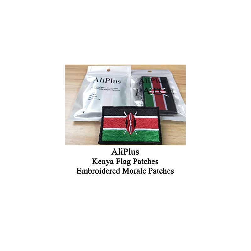 2 PCS AliPlus Kenya Flag Patches Embroidered Tactical Military Morale