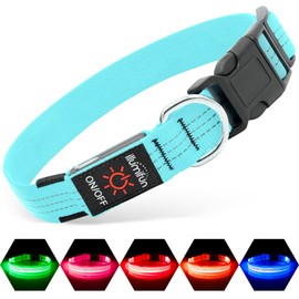 Illumifun LED Dog Collar, Reflective Light Up Collars for Small Dog, USB Rechargeable Dog Collar Light for Your Dogs Walking at Night (BlueⅢ, Small)