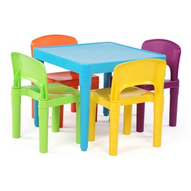 Humble Crew Tot Tutors Plastic Table and 4 Chairs Set - Aqua Blue