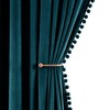 RYB HOME Teal Velvet Blackout Curtains with Pompoms for Bedroom