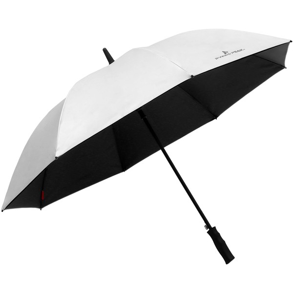 PYKES PEAK Umbrella, Sun Umbrella, Long Umbrella, Golf Umbrella, For Both Sun and Rain, UV Protection, Large Size, One Touch, UPF 50+, High Strength, Fiberglass, Men's, Women's, 9 Colors (Silver/Black)