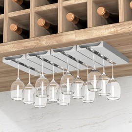 Vaisoeny Wine Glass Holder Under Cabinet, 4 Pack, White