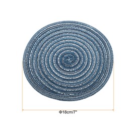 sourcing map 4pcs Round Braided Placemats 7" Non-Slip Round Table Mats for Dining Tables Washable Heat Insulation Woven Placemats Indoor Outdoor for Family Holiday Dinner, Dark Blue