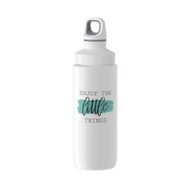 Emsa N30110 Drink2Go Water Bottle Light Steel 0.6 Litres Stainless Steel Screw Cap 100% Leak-Proof Dishwasher Safe White Little Things