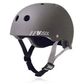 80Six Dual Certified Kids‚Äô Bike, Scooter, and Skateboard Helmet, Grey Matte, Small-Ages 14+