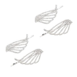 FOMIYES Unique Girl Hair Decor 4pcs Rhinestones Wing Hairpin Side Hair Clip for Styling