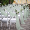 16 Packs Pearl Chair Sashes Wedding Decorations 8ft Sage Green