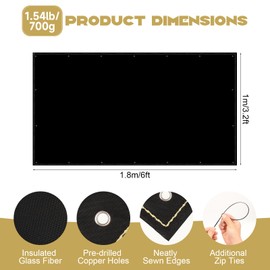 Heat Shield Behind Grill 3.2'x6' Heat Shield Mat for Wall, Heavy Duty Grill Fireproof Cover and Screen Protector Thermal Barrier Pad with Hanging Holes for Outdoor Deck Fence, Black (3.2X6FT)