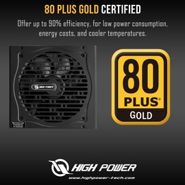 HIGH POWER 80 Plus Gold Certified PC Computer Power Supply - 650 Watts PSU, Continuous Power ATX 12V V2.3/EPS Active PFC with Whisper Quiet 120mm Fan, Reliable Performance and High Efficiency
