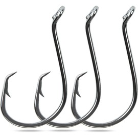 OROOTL 100-200pcs Octopus Sea Fishing Hooks 2X Strong Barded Black High Carbon Steel Fishing Tackle Circle Hooks for Saltwater Bass Fishing (100pcs 2/0)