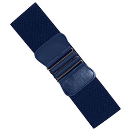 Ro Rox Tara Elasticated Nurse Belt Stretch Wide 50's Retro Vintage Waist Cincher, Navy, M