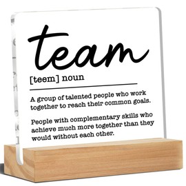 Office Desk Decor, Team Office Signs Team Definition Acrylic Desk Plaque Sign Home Office Decoration 4 x 4 Inches