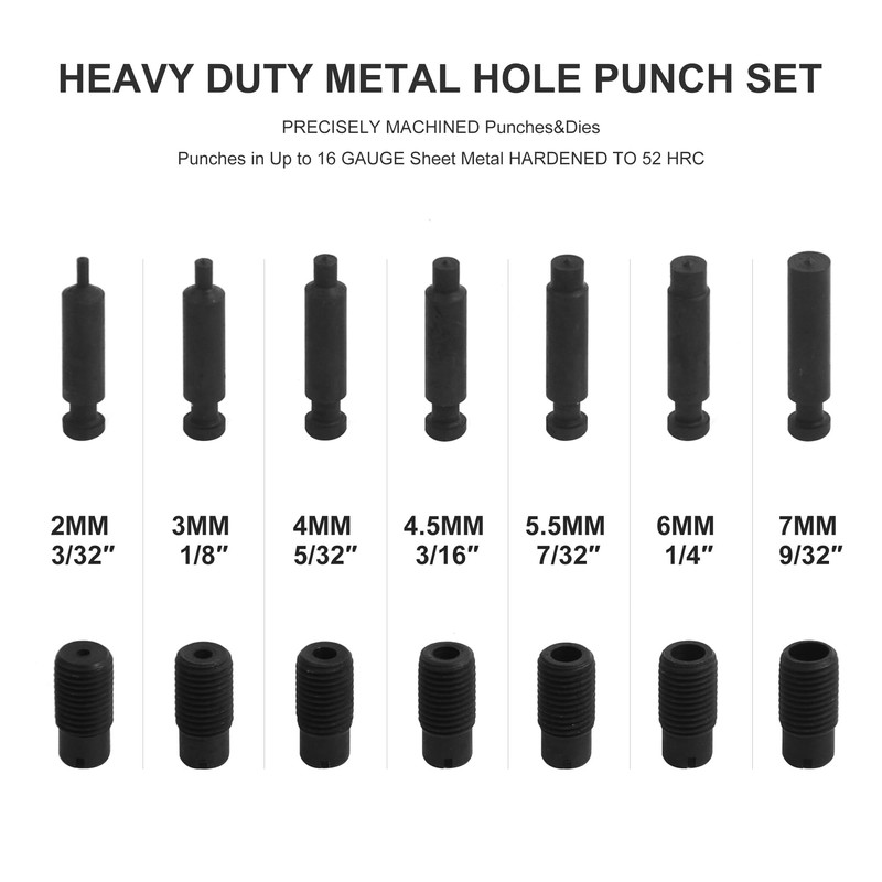 Power Punch Heavy Duty Hole Punch Set, Cr-V 3/32" x