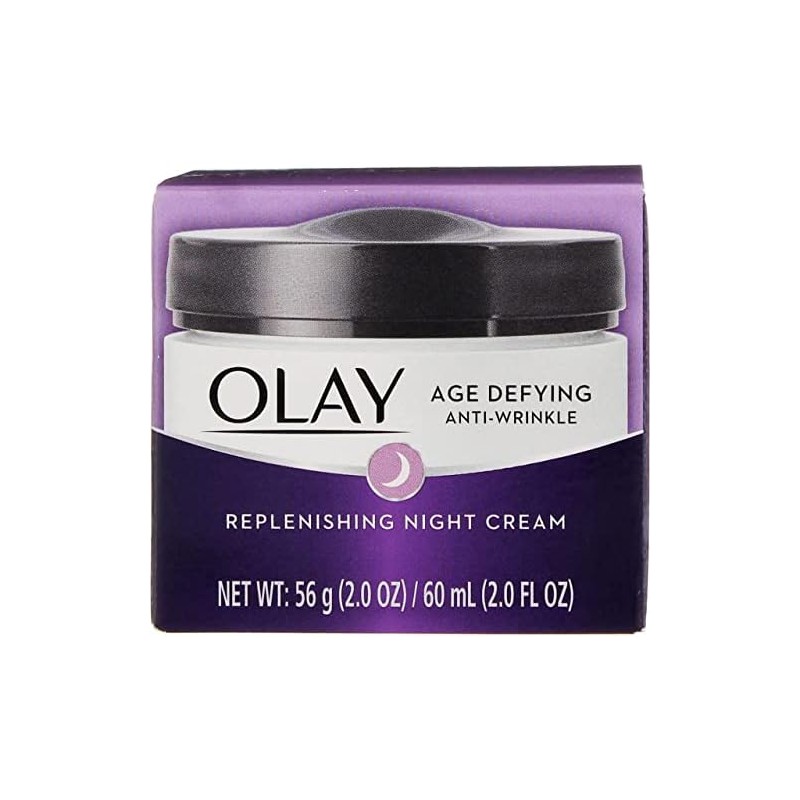 Crema nocturna antiarrugas OLAY Age Defying de 2 onzas, Paquete